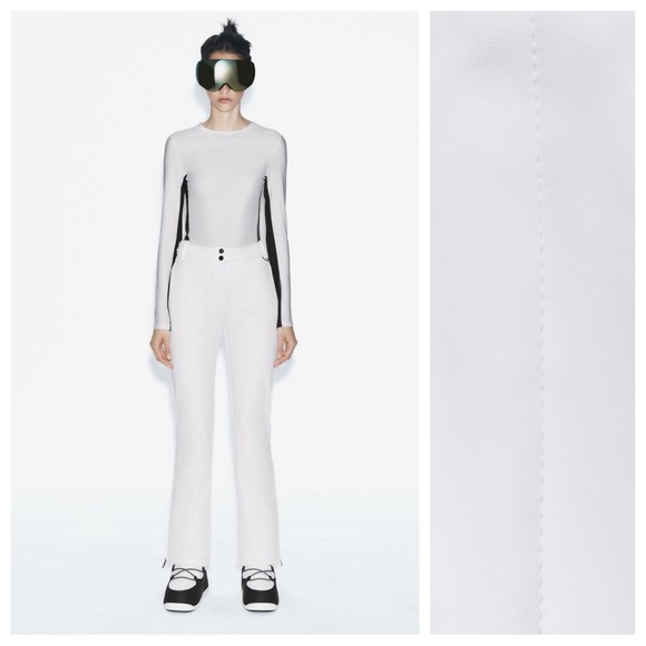 NWT. Zara White Ski Collection Recco® Technology Flared Trousers. Size M.